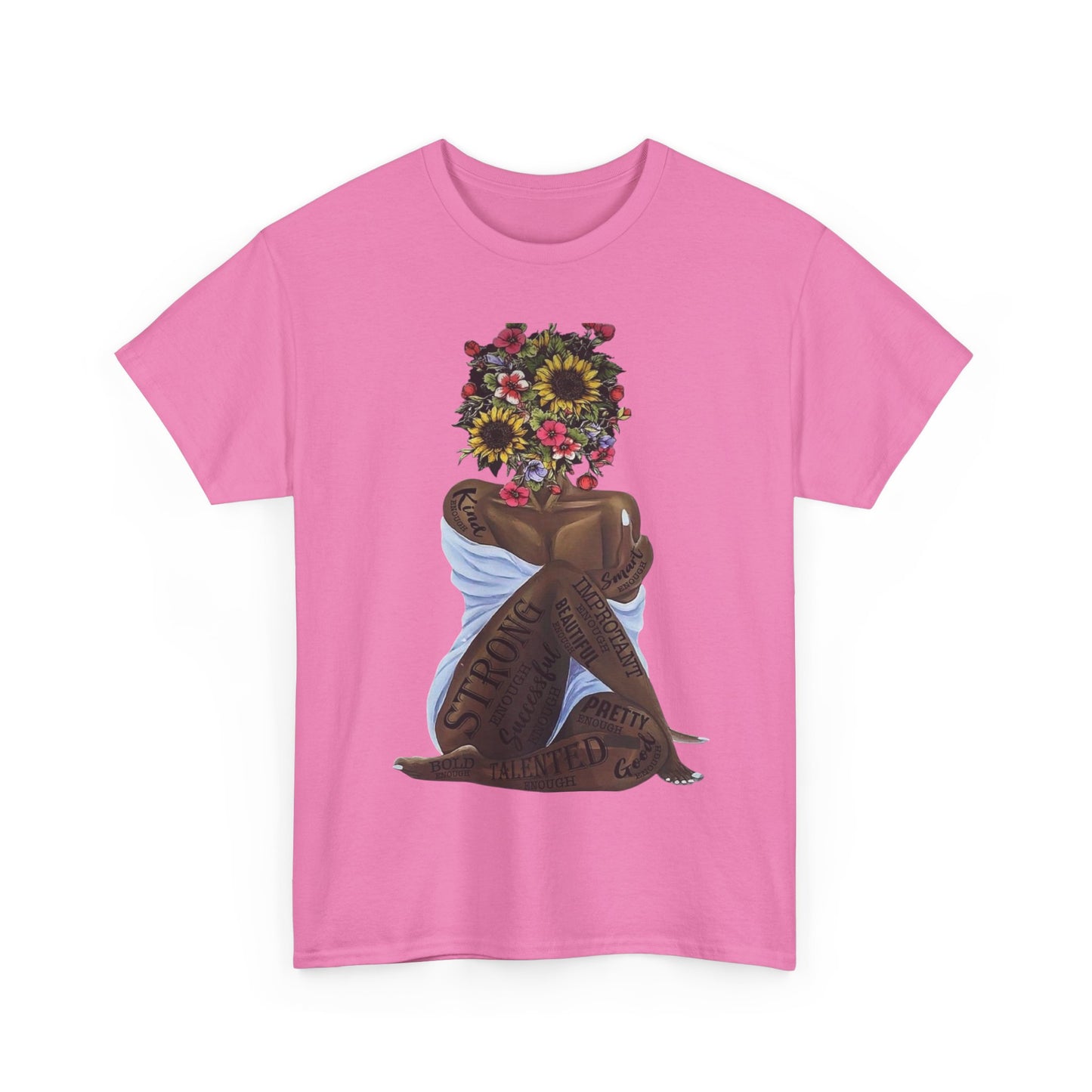 Empowering Floral Art Unisex Heavy Cotton Tee - "Strong & Beautiful"