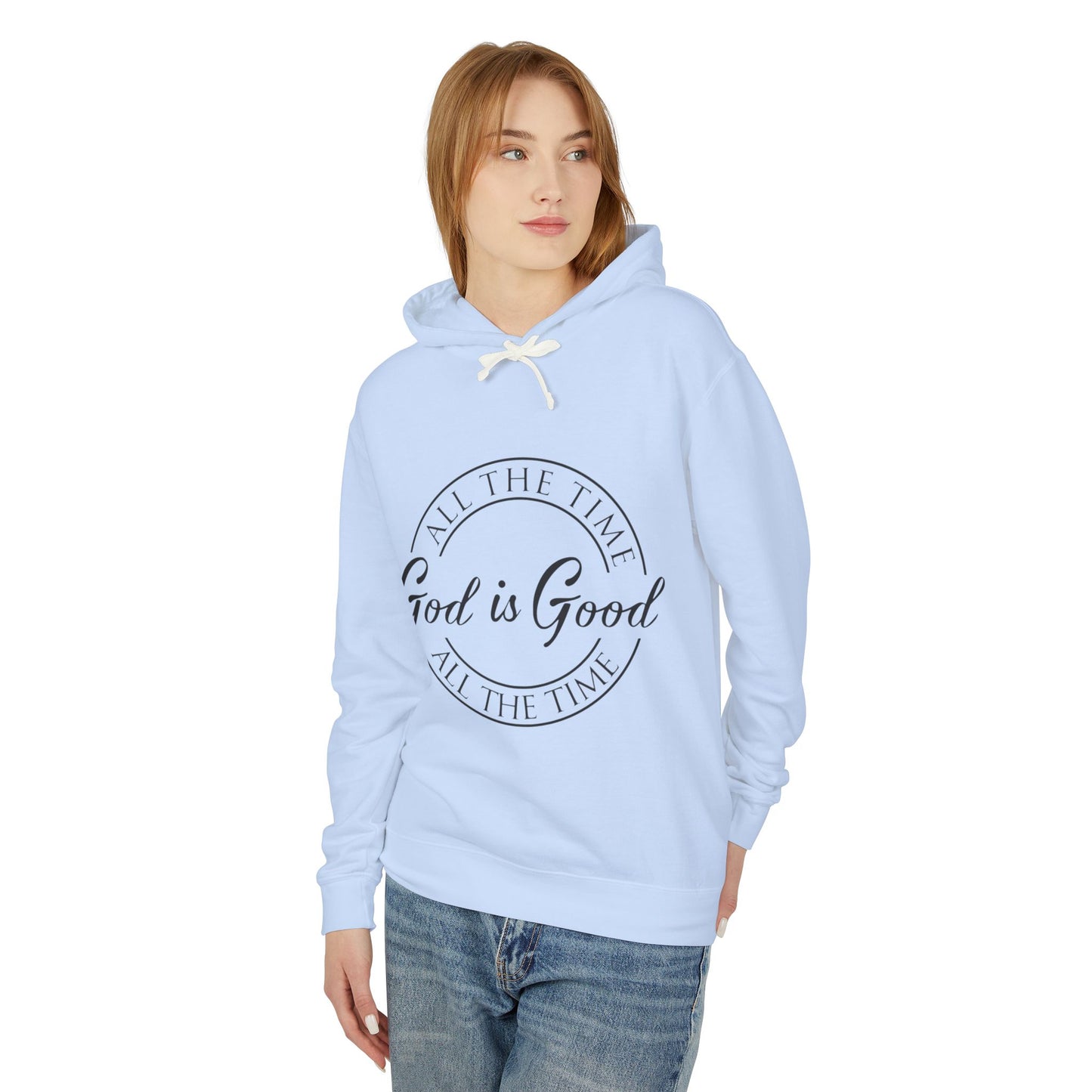 Inspirational Unisex Lightweight Hooded Sweatshirt - 'God is Good' Design