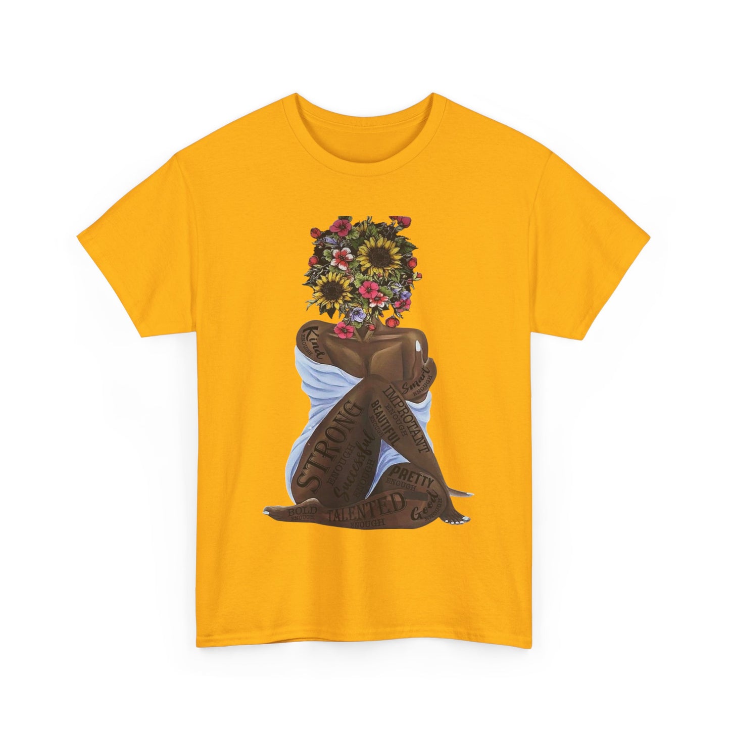 Empowering Floral Art Unisex Heavy Cotton Tee - "Strong & Beautiful"