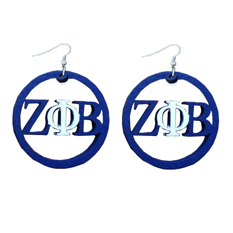 ZPB  Zeta Phi Beta Natural Wooden  pearl Pendent Necklace Jewelry set