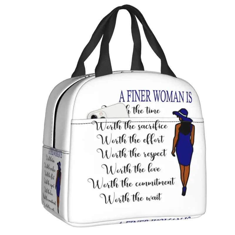 Custom Zeta Phi Beta Sorority Logo Lunch Bag Women Greek Letter 1920 Cooler Warm Insulated Lunch Box for Children School