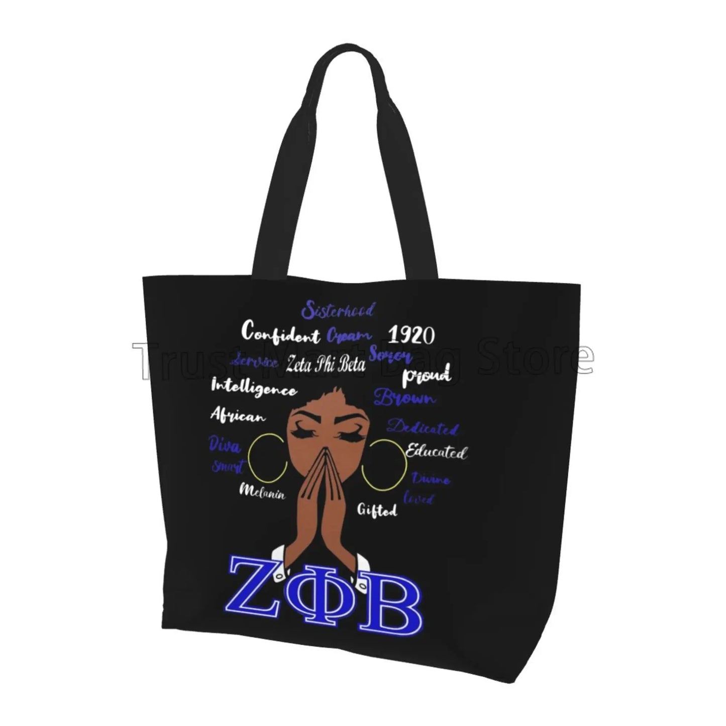 Zeta Phi Beta Beach Tote Bags Travel Totes Bag Kitchen Reusable Grocery Bags Shopping Tote for Women Foldable Waterproof