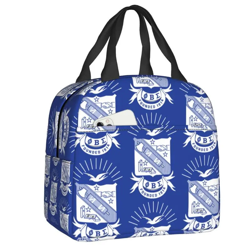 Custom Zeta Phi Beta Sorority Logo Lunch Bag Women Greek Letter 1920 Cooler Warm Insulated Lunch Box for Children School