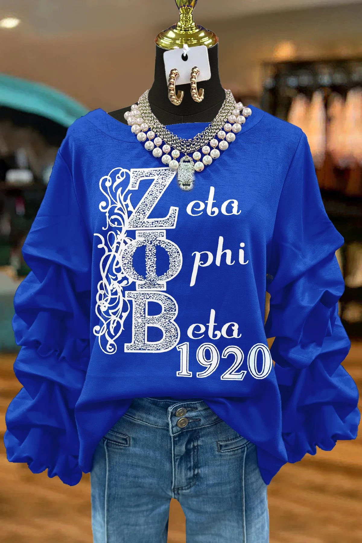 Zeta Phi Beta Sorority Print Pleated Sweatshirts