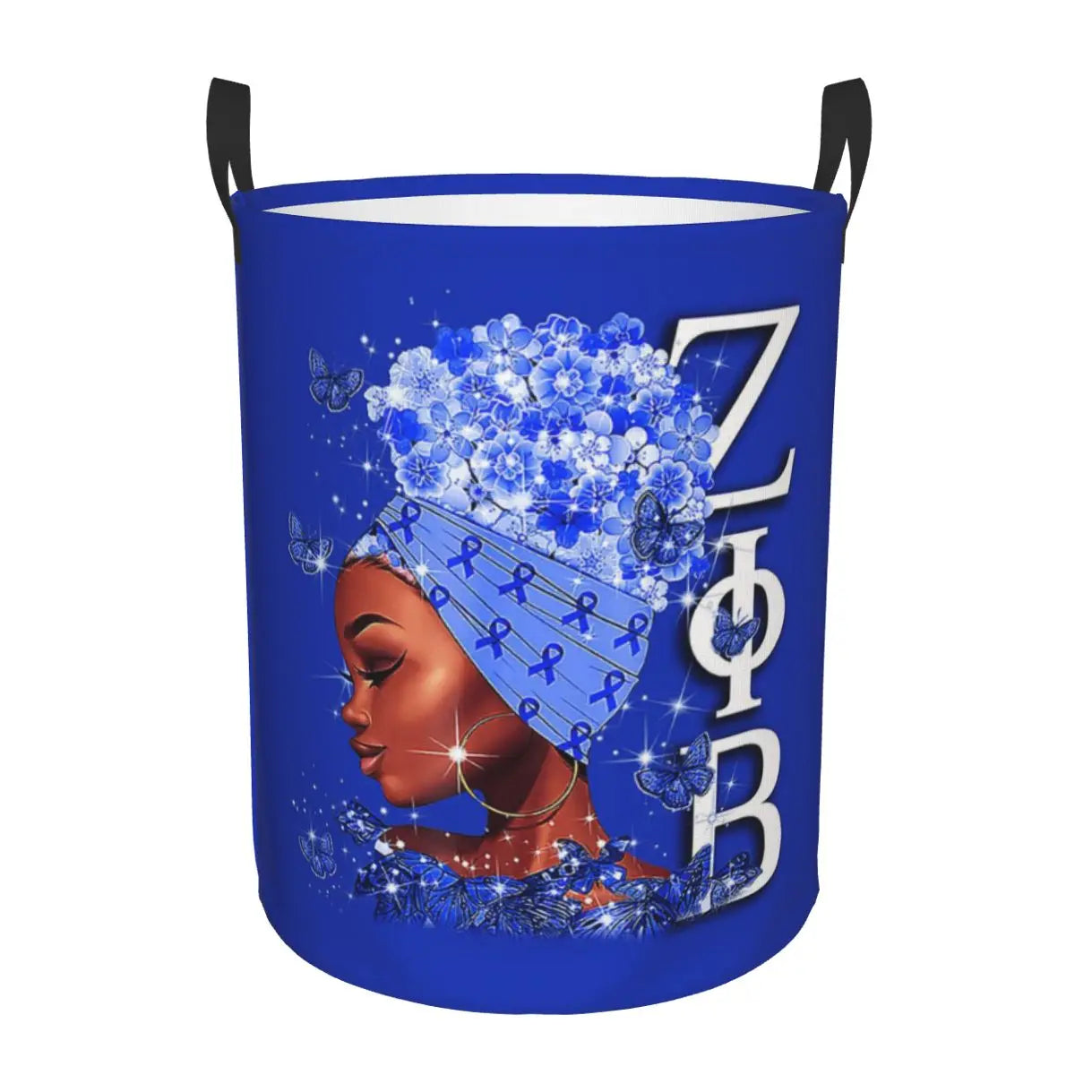 Custom Zeta Phi Beta Sorority Logo Laundry Basket Foldable Greek Letter 1920 Clothes Hamper for Nursery Kids Toys Storage Bag