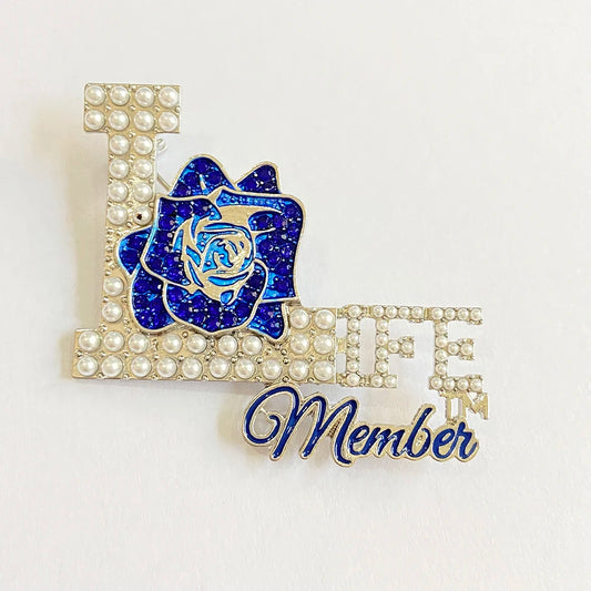 Zeta Phi Beta Greek Organization Club Blue Flower Jewelry Brooch