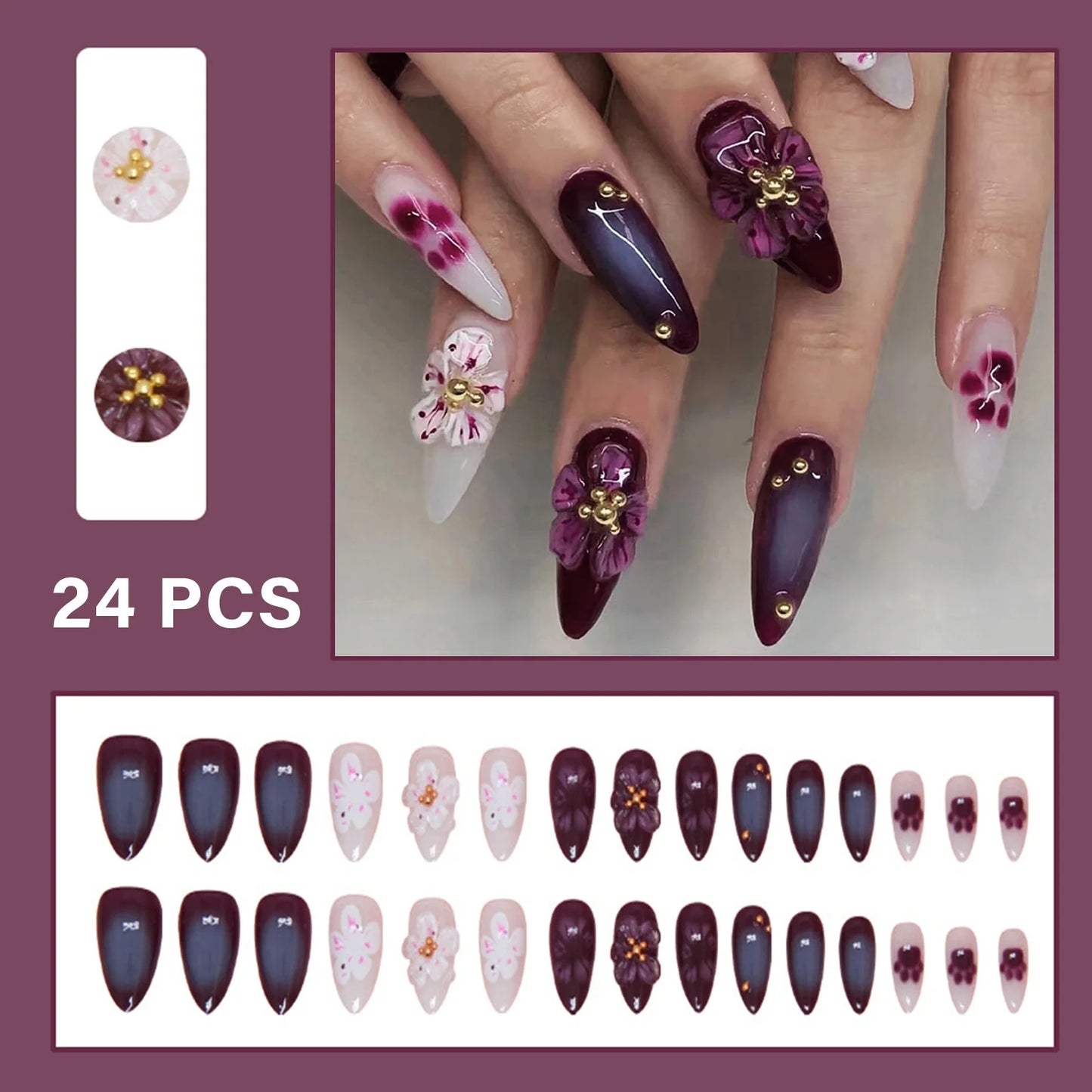 Transparent Long Fake Nails with Shiny Rhinestone Natural Unbreakable Nail Simple Wear for Manicure Lovers and Beauty Bloggers