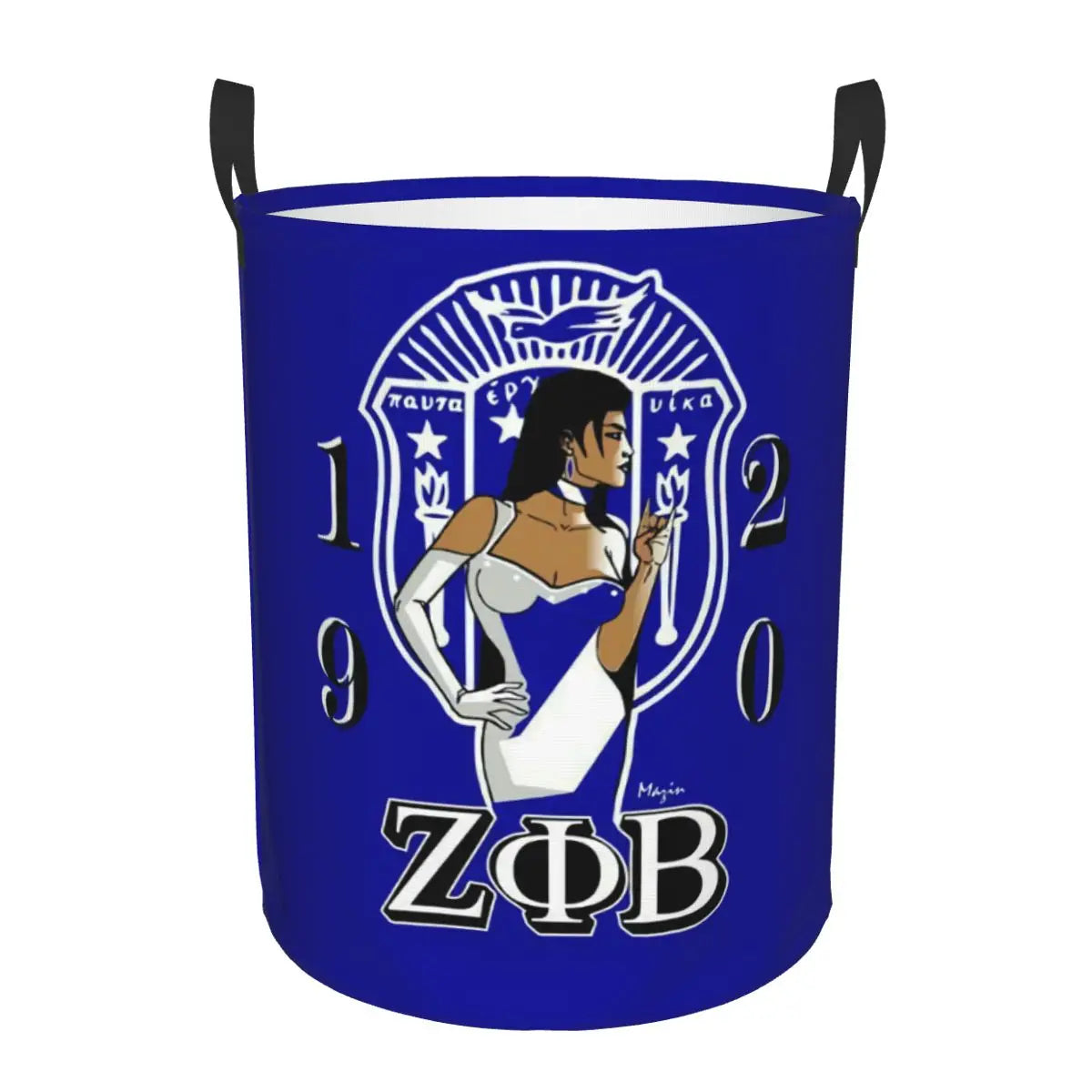 Custom Zeta Phi Beta Sorority Logo Laundry Basket Foldable Greek Letter 1920 Clothes Hamper for Nursery Kids Toys Storage Bag