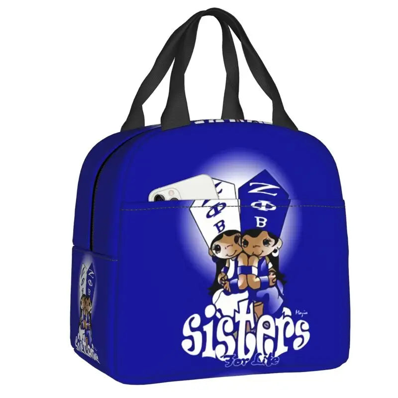 Custom Zeta Phi Beta Sorority Logo Lunch Bag Women Greek Letter 1920 Cooler Warm Insulated Lunch Box for Children School