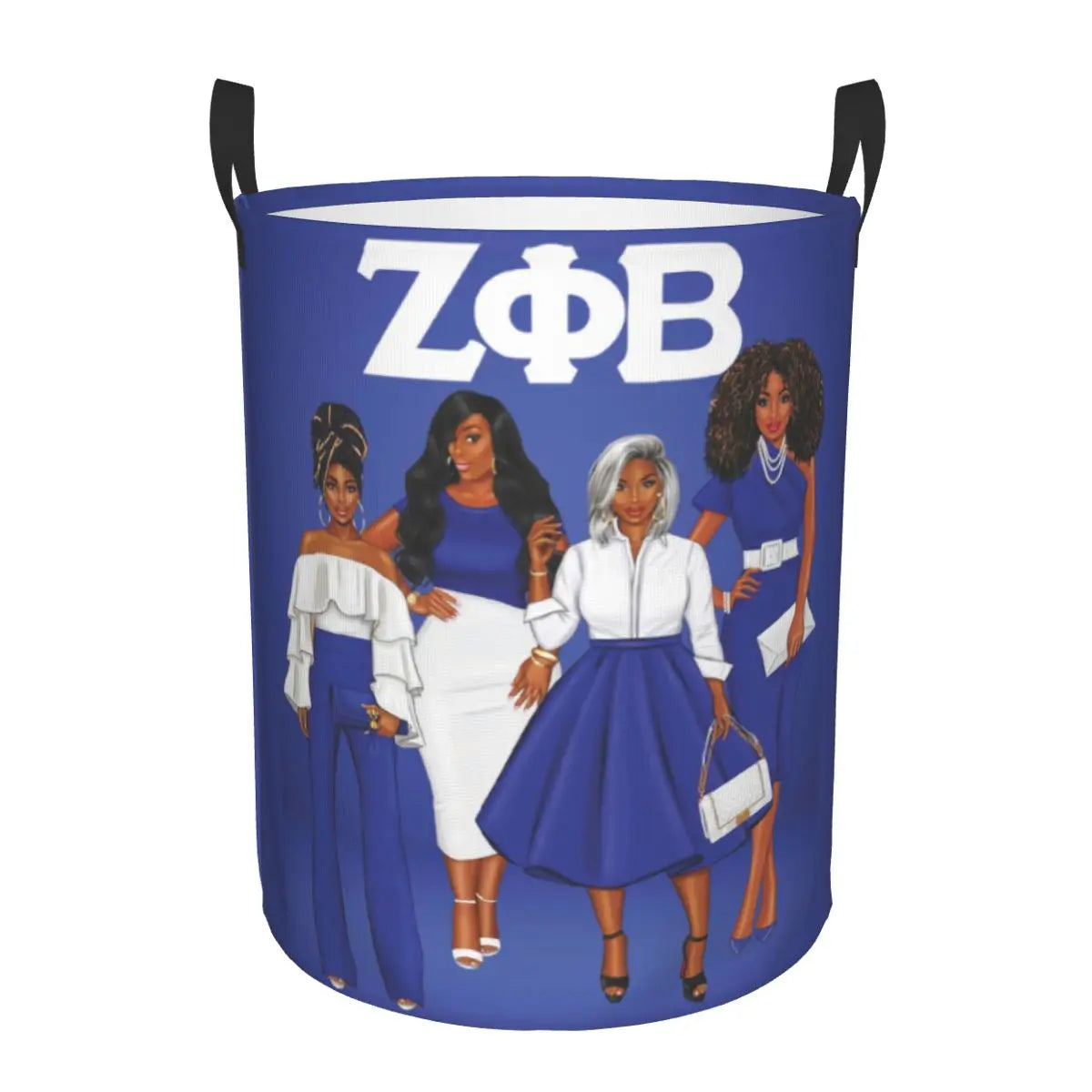 Custom Zeta Phi Beta Sorority Logo Laundry Basket Foldable Greek Letter 1920 Clothes Hamper for Nursery Kids Toys Storage Bag