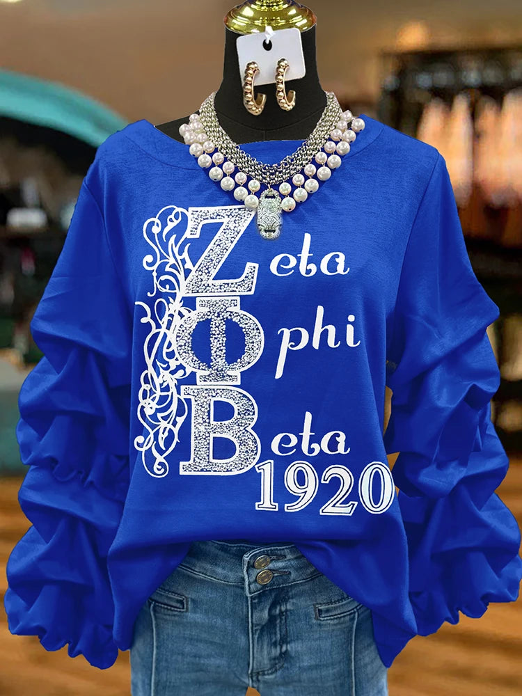 Zeta Phi Beta Sorority Print Pleated Sweatshirts