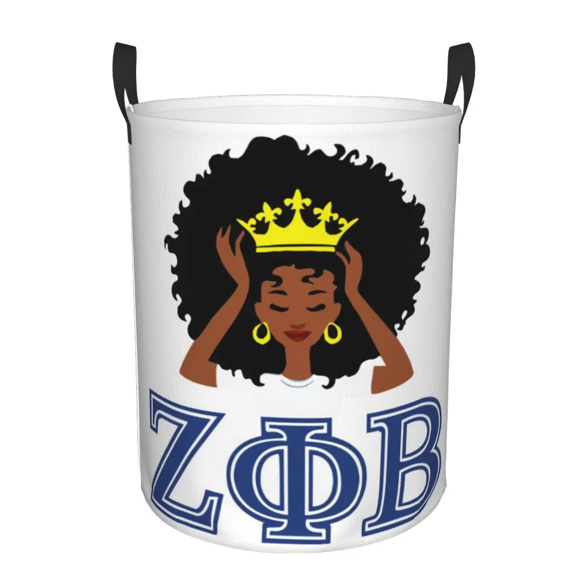 Custom Zeta Phi Beta Sorority Logo Laundry Basket Foldable Greek Letter 1920 Clothes Hamper for Nursery Kids Toys Storage Bag