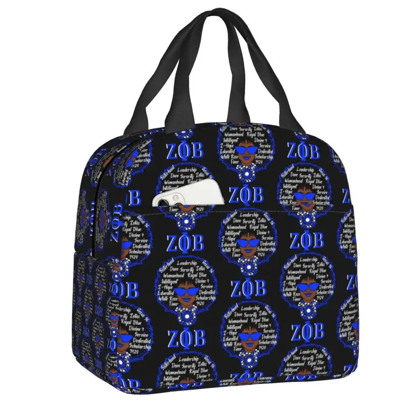 Custom Zeta Phi Beta Sorority Logo Lunch Bag Women Greek Letter 1920 Cooler Warm Insulated Lunch Box for Children School