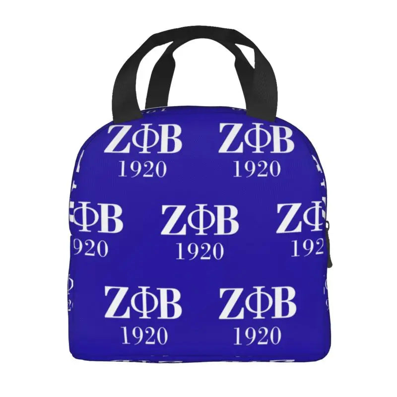 Custom Zeta Phi Beta Sorority Logo Lunch Bag Women Greek Letter 1920 Cooler Warm Insulated Lunch Box for Children School