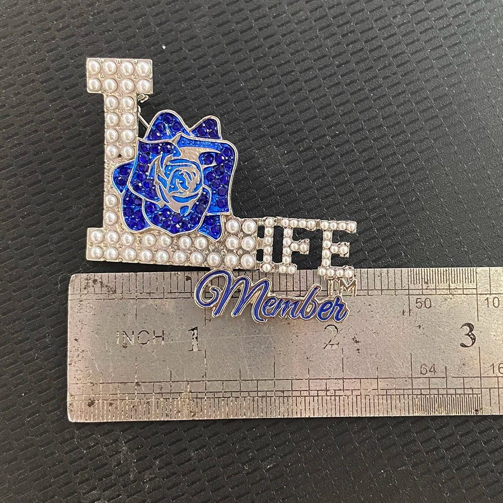 Zeta Phi Beta Greek Organization Club Blue Flower Jewelry Brooch