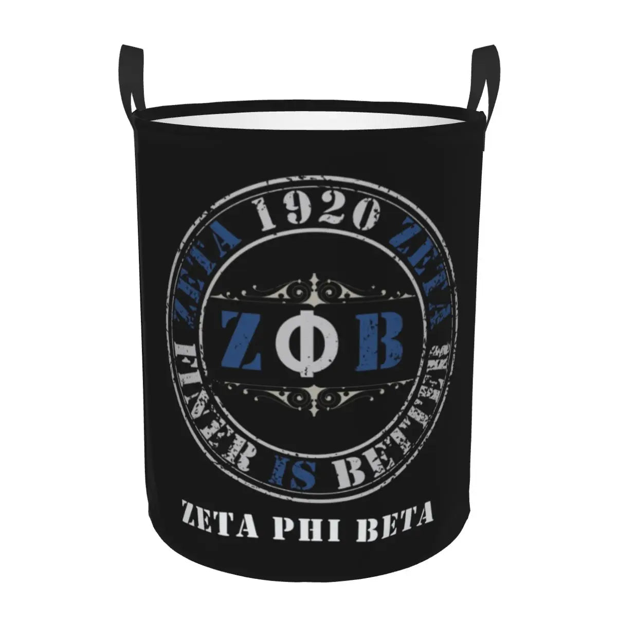 Custom Zeta Phi Beta Sorority Logo Laundry Basket Foldable Greek Letter 1920 Clothes Hamper for Nursery Kids Toys Storage Bag