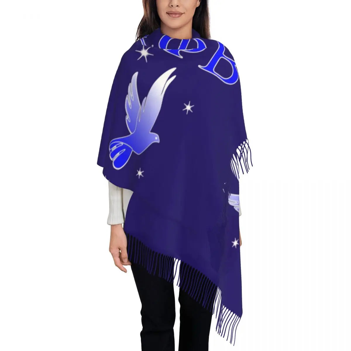 Custom Zeta Phi Beta Sorority Logo Scarf Wrap for Women Long Winter Warm Tassel Shawl Unisex Greek Letter 1920 Scarves