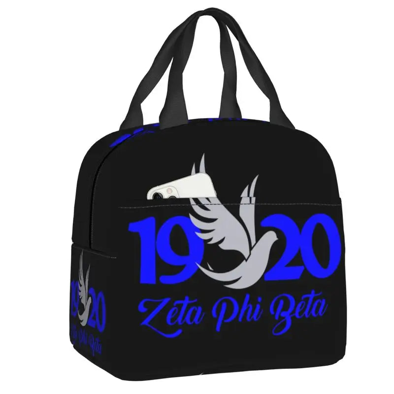 Custom Zeta Phi Beta Sorority Logo Lunch Bag Women Greek Letter 1920 Cooler Warm Insulated Lunch Box for Children School