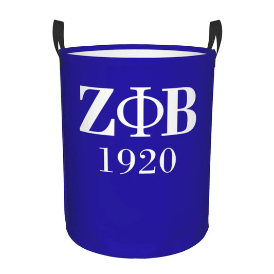 Custom Zeta Phi Beta Sorority Logo Laundry Basket Foldable Greek Letter 1920 Clothes Hamper for Nursery Kids Toys Storage Bag