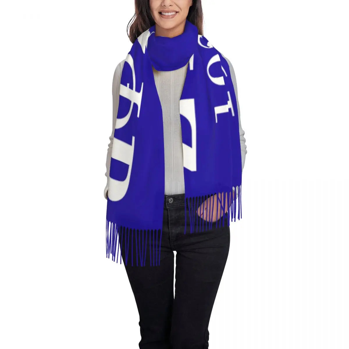 Custom Zeta Phi Beta Sorority Logo Scarf Wrap for Women Long Winter Warm Tassel Shawl Unisex Greek Letter 1920 Scarves