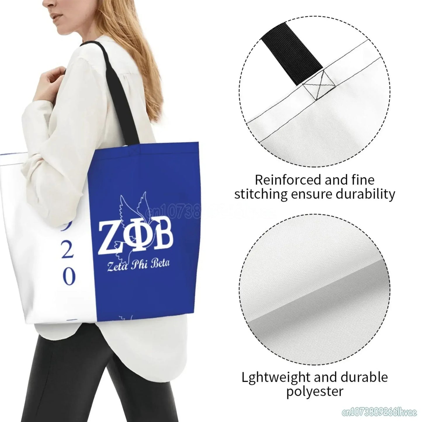 Zeta Phi Beta Beach Tote Bags Travel Totes Bag Kitchen Reusable Grocery Bags Shopping Tote for Women Foldable Waterproof