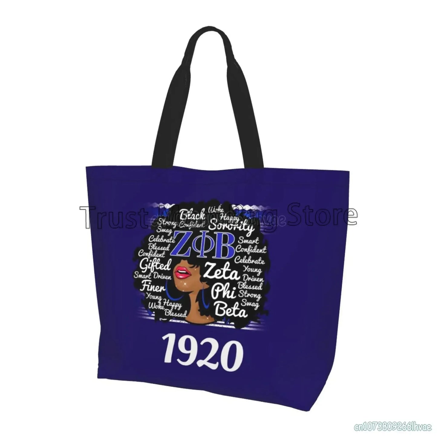 Zeta Phi Beta Beach Tote Bags Travel Totes Bag Kitchen Reusable Grocery Bags Shopping Tote for Women Foldable Waterproof