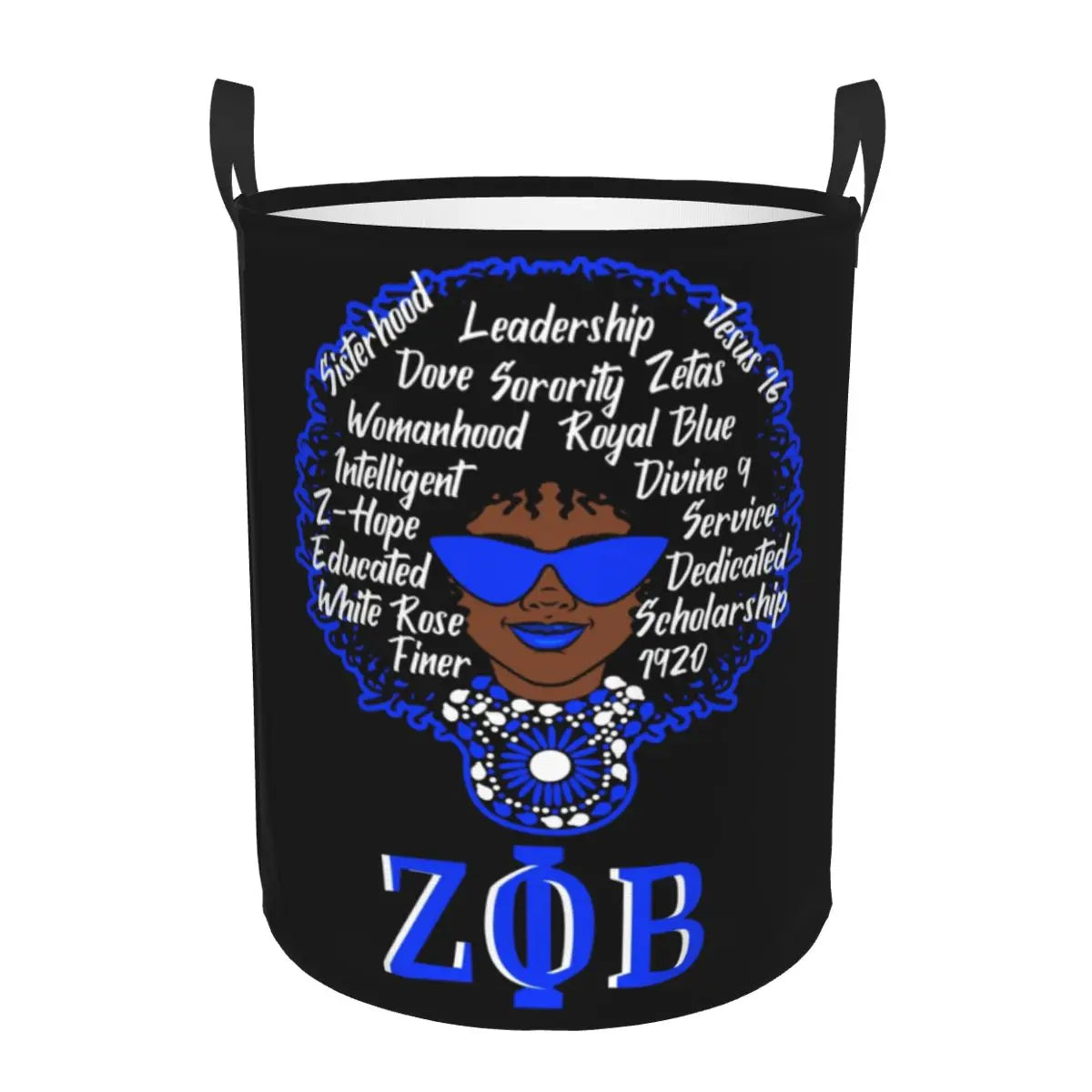 Custom Zeta Phi Beta Sorority Logo Laundry Basket Foldable Greek Letter 1920 Clothes Hamper for Nursery Kids Toys Storage Bag