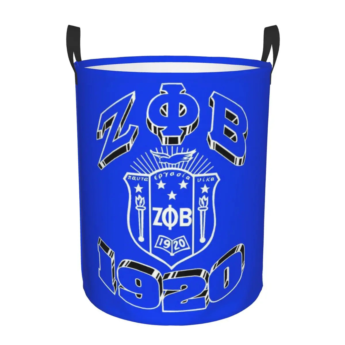 Custom Zeta Phi Beta Sorority Logo Laundry Basket Foldable Greek Letter 1920 Clothes Hamper for Nursery Kids Toys Storage Bag