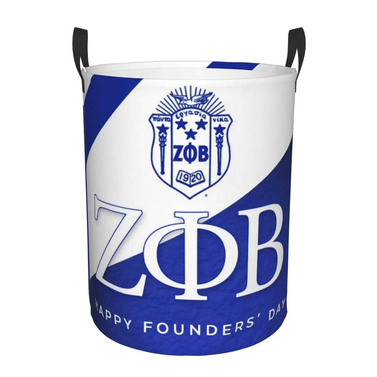 Custom Zeta Phi Beta Sorority Logo Laundry Basket Foldable Greek Letter 1920 Clothes Hamper for Nursery Kids Toys Storage Bag