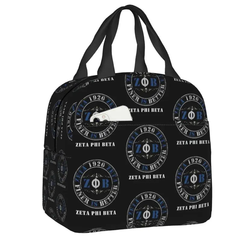 Custom Zeta Phi Beta Sorority Logo Lunch Bag Women Greek Letter 1920 Cooler Warm Insulated Lunch Box for Children School