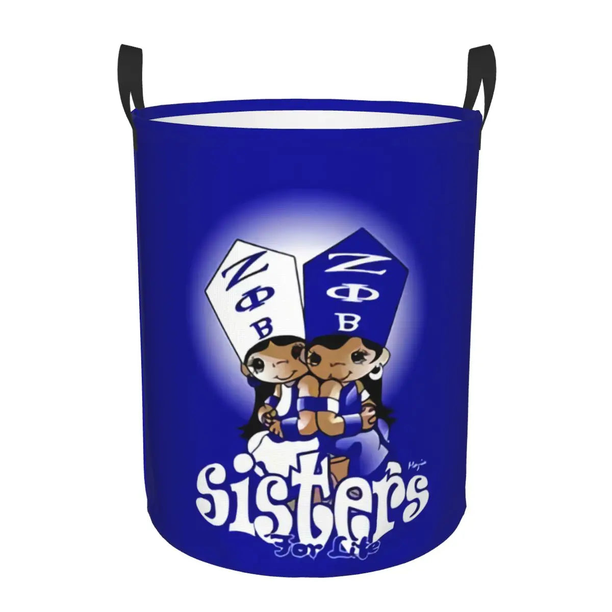 Custom Zeta Phi Beta Sorority Logo Laundry Basket Foldable Greek Letter 1920 Clothes Hamper for Nursery Kids Toys Storage Bag