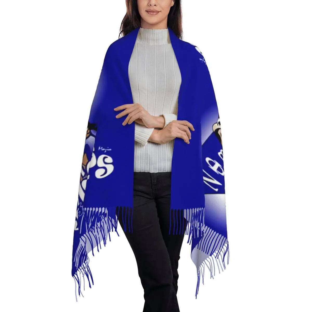 Custom Zeta Phi Beta Sorority Logo Scarf Wrap for Women Long Winter Warm Tassel Shawl Unisex Greek Letter 1920 Scarves