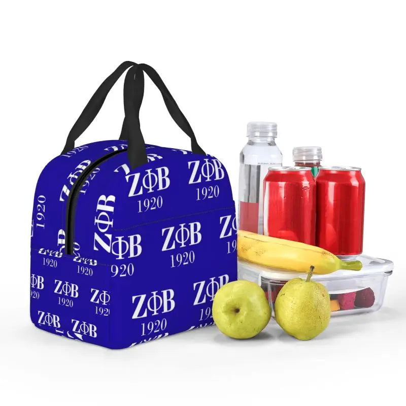 Custom Zeta Phi Beta Sorority Logo Lunch Bag Women Greek Letter 1920 Cooler Warm Insulated Lunch Box for Children School