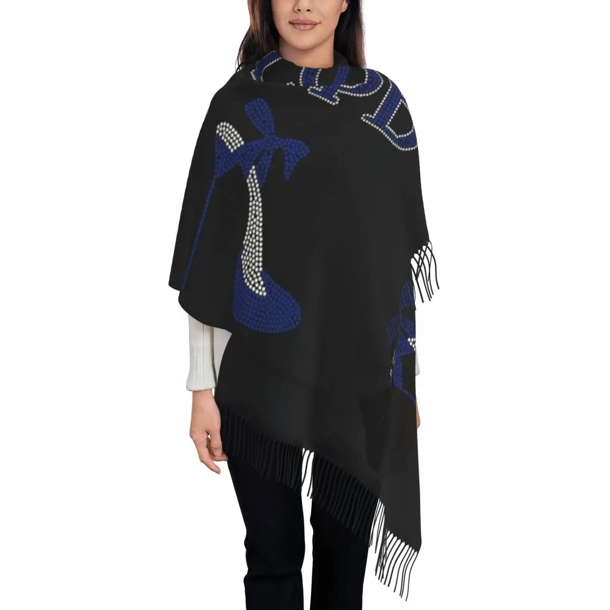 Custom Zeta Phi Beta Sorority Logo Scarf Wrap for Women Long Winter Warm Tassel Shawl Unisex Greek Letter 1920 Scarves