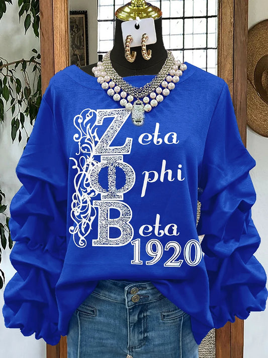 Zeta Phi Beta Sorority Print Pleated Sweatshirts