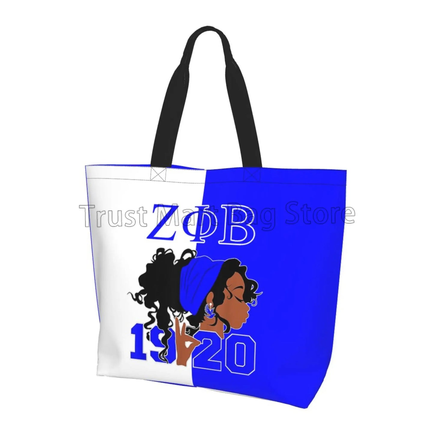 Zeta Phi Beta Beach Tote Bags Travel Totes Bag Kitchen Reusable Grocery Bags Shopping Tote for Women Foldable Waterproof