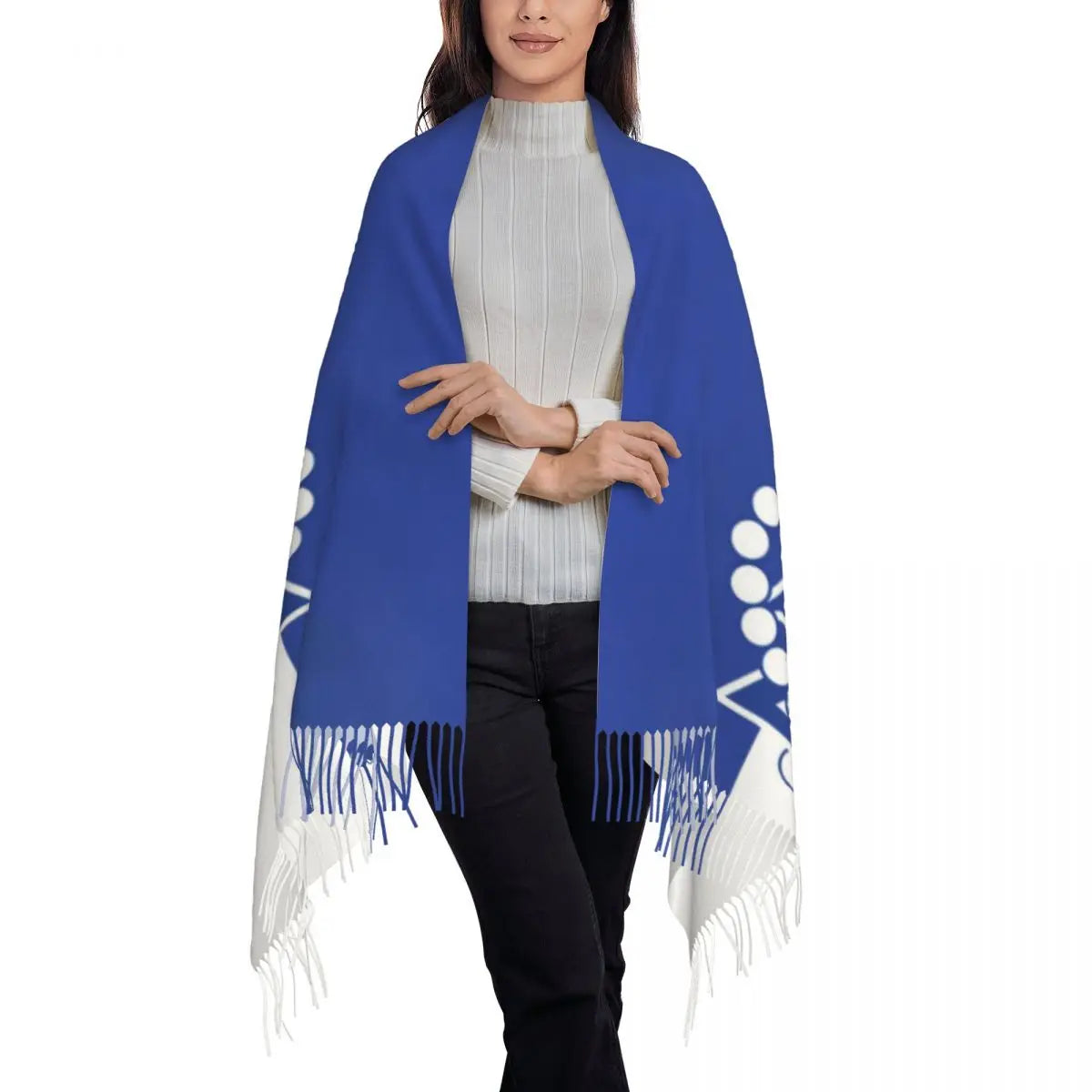 Custom Zeta Phi Beta Sorority Logo Scarf Wrap for Women Long Winter Warm Tassel Shawl Unisex Greek Letter 1920 Scarves