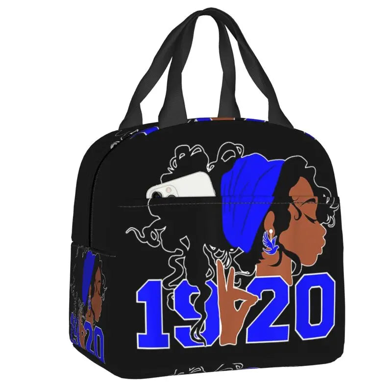 Custom Zeta Phi Beta Sorority Logo Lunch Bag Women Greek Letter 1920 Cooler Warm Insulated Lunch Box for Children School