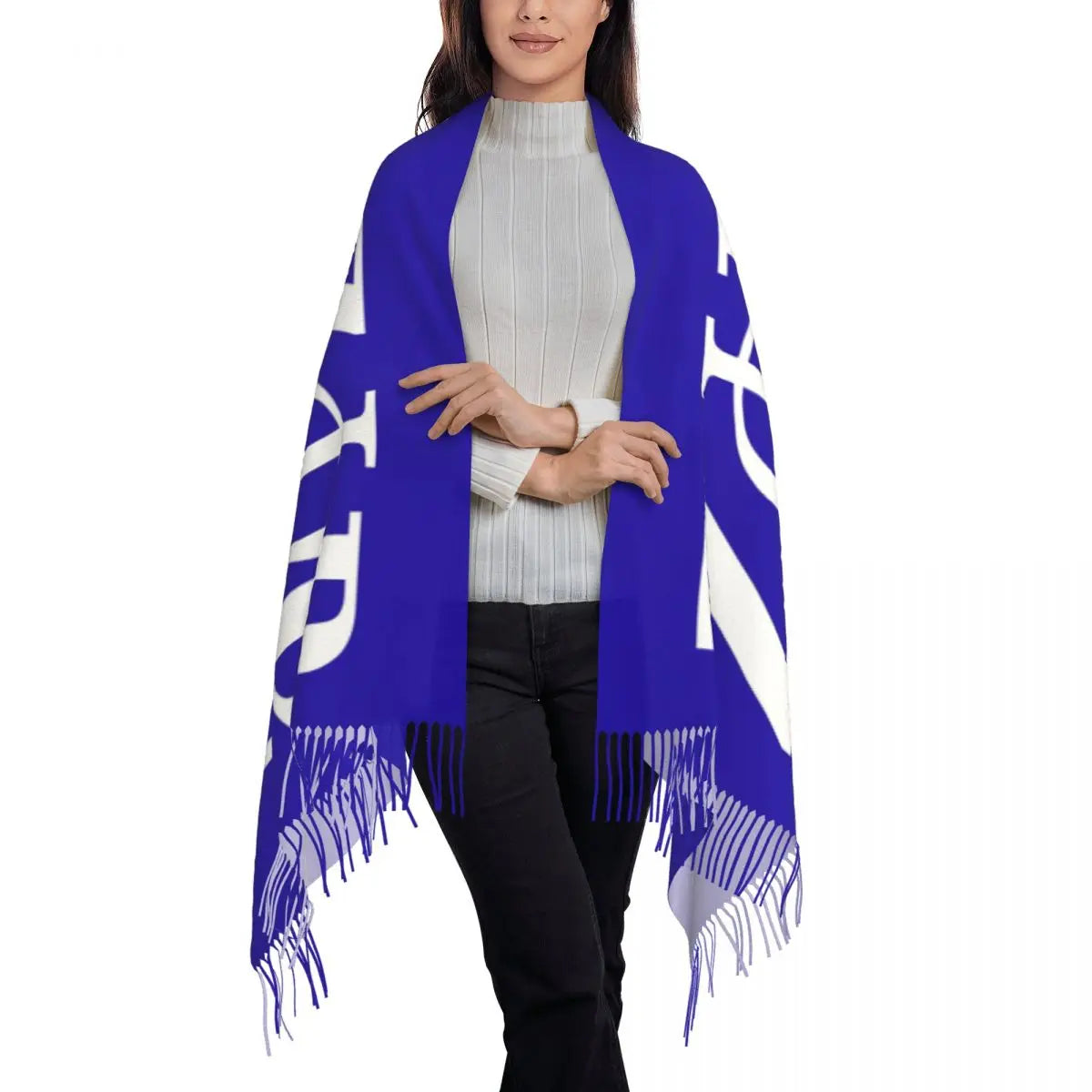 Custom Zeta Phi Beta Sorority Logo Scarf Wrap for Women Long Winter Warm Tassel Shawl Unisex Greek Letter 1920 Scarves