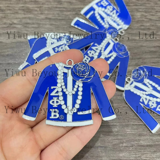 5pcs Zeta Phi Beta Blue white Sweater Sorority charm