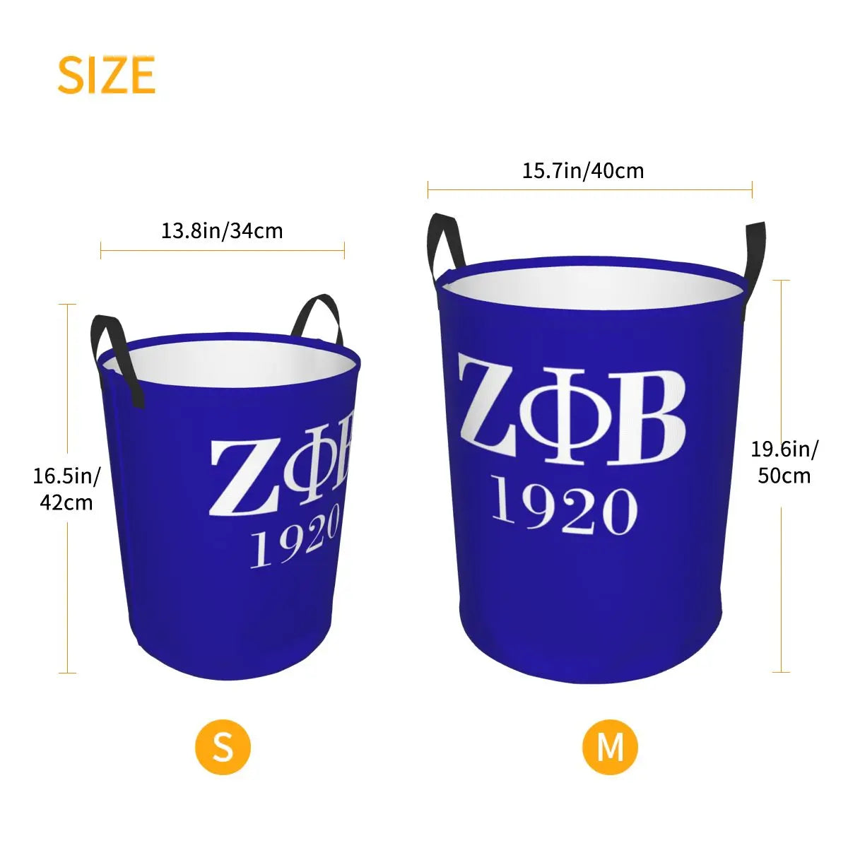 Custom Zeta Phi Beta Sorority Logo Laundry Basket Foldable Greek Letter 1920 Clothes Hamper for Nursery Kids Toys Storage Bag