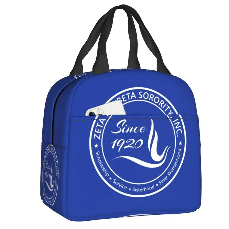 Custom Zeta Phi Beta Sorority Logo Lunch Bag Women Greek Letter 1920 Cooler Warm Insulated Lunch Box for Children School