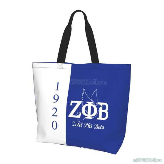 Zeta Phi Beta Beach Tote Bags Travel Totes Bag Kitchen Reusable Grocery Bags Shopping Tote for Women Foldable Waterproof