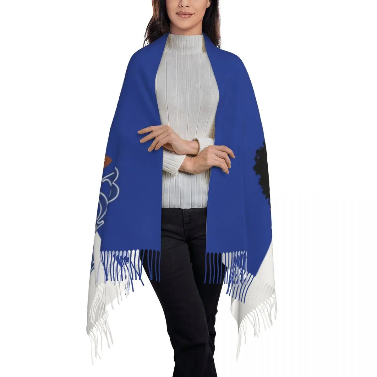 Custom Zeta Phi Beta Sorority Logo Scarf Wrap for Women Long Winter Warm Tassel Shawl Unisex Greek Letter 1920 Scarves