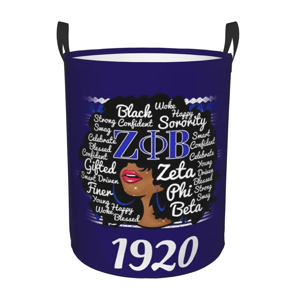 Custom Zeta Phi Beta Sorority Logo Laundry Basket Foldable Greek Letter 1920 Clothes Hamper for Nursery Kids Toys Storage Bag